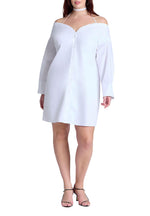 ELOQUII Women's Plus Size Off The Shoulder Poplin Mini Dress - 14, Bright White