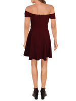 B Darlin Juniors' Off-The-Shoulder Fit & Flare Dress Wine 7/8