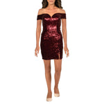 B. Darlin Womens Juniors Sequined Mini Party Dress Red 3/4