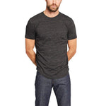 GOODLIFE Men's Tri-Blend Scallop Crew T-Shirt | Lightweight and Breathable Curved Hem Tee Made in The USA, Black, X-Large
