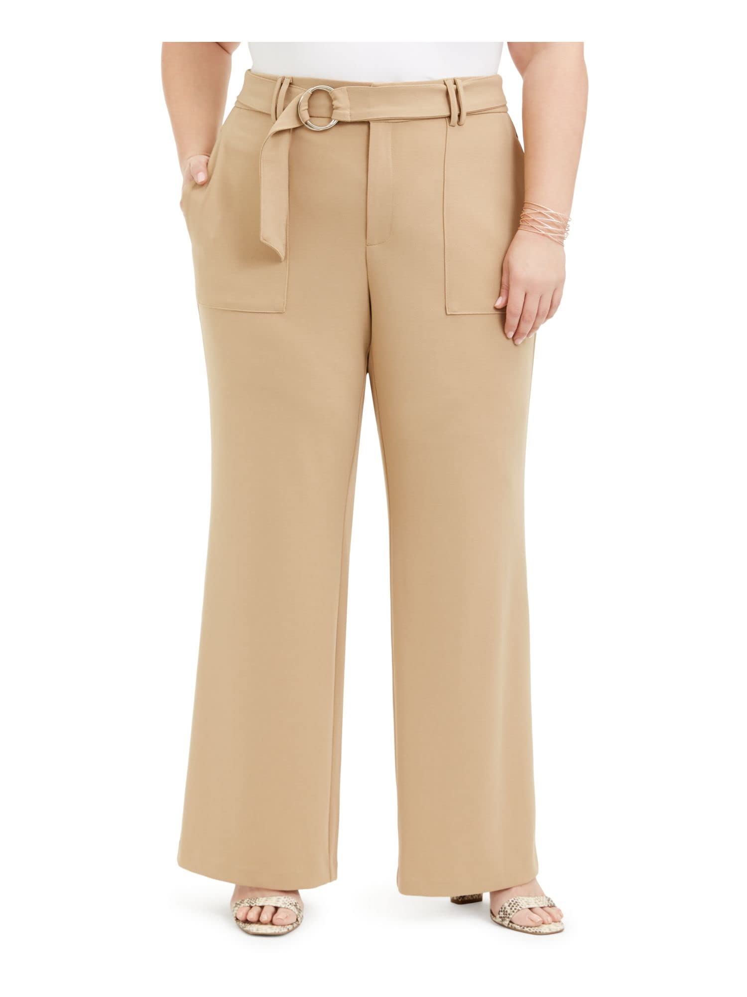 INC Womens Plus Belted Office Wear Pants Tan 20W