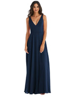 After Six Deep V-Neck Chiffon Maxi Dress Midnight