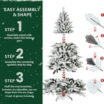 6ft Snow-Flocked Pre-Lit Christmas Tree with 1100 PE+PVC Tips