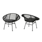 Cordella Outdoor Woven Wicker Chairs with Cushions Set of 2