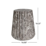 Outdoor Cleme Carved Side Table, Brown End Table