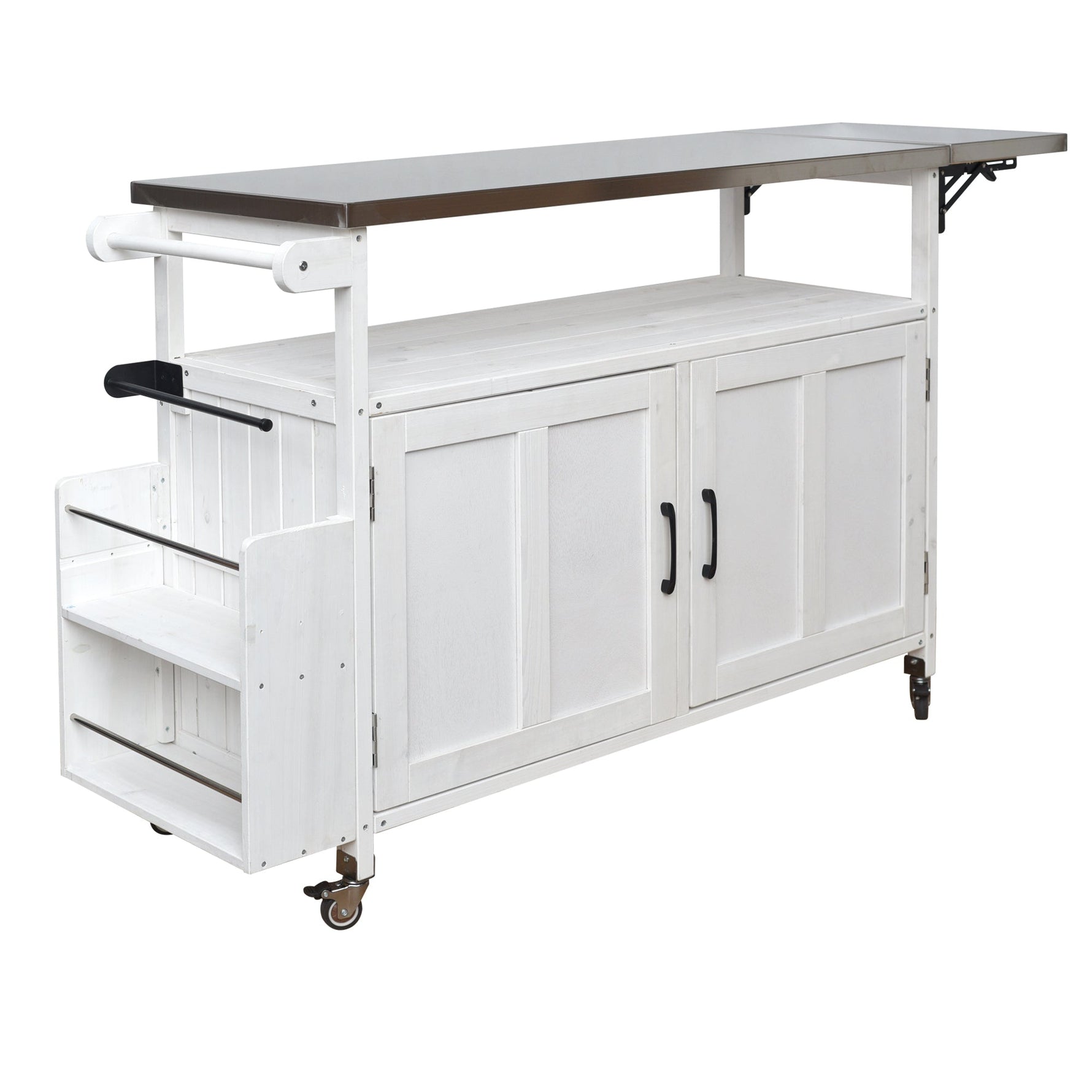 Foldable Outdoor Kitchen Island Patio Cart with Storage