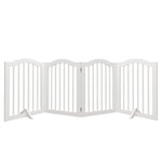 4 Panel Freestanding Pet Gate With Foldable Design And Support Feet - White