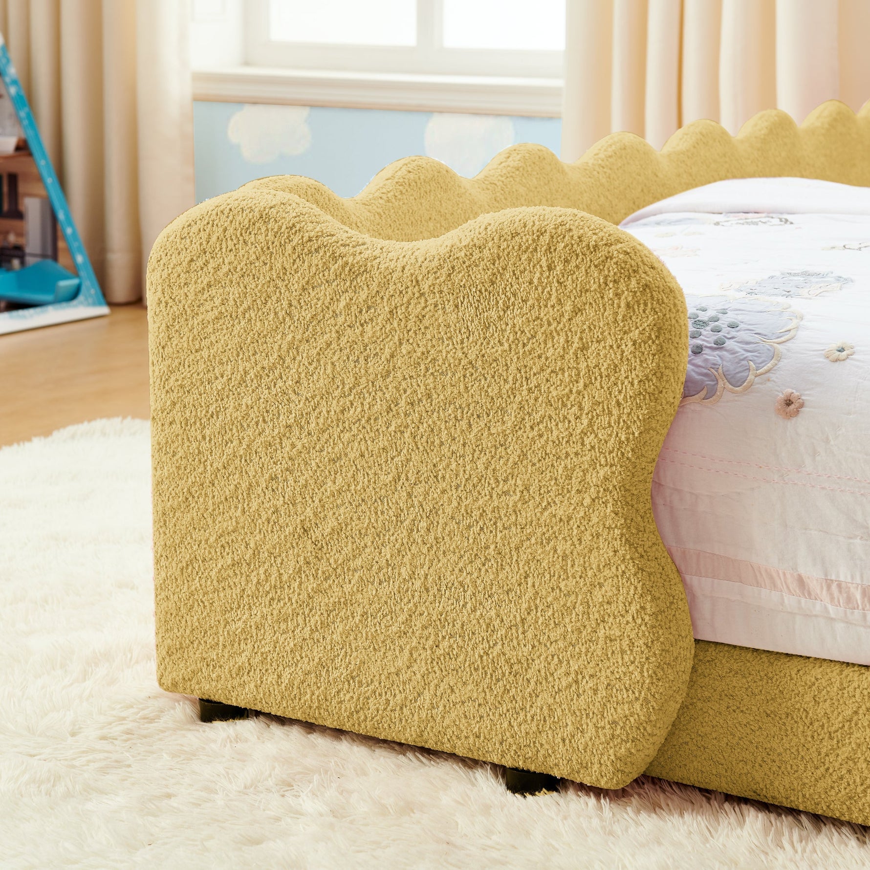 Twin Size Dinosaur-Shaped Kids Bed with Safety Guardrails