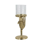 7.9x4x11' Gold Rabbit Pillar Candle Holder with Clear Glass Hurricane Shade