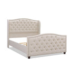 Marcella Upholstered Shelter Headboard Bed Set, Queen, Sky Neutral Beige Polyester