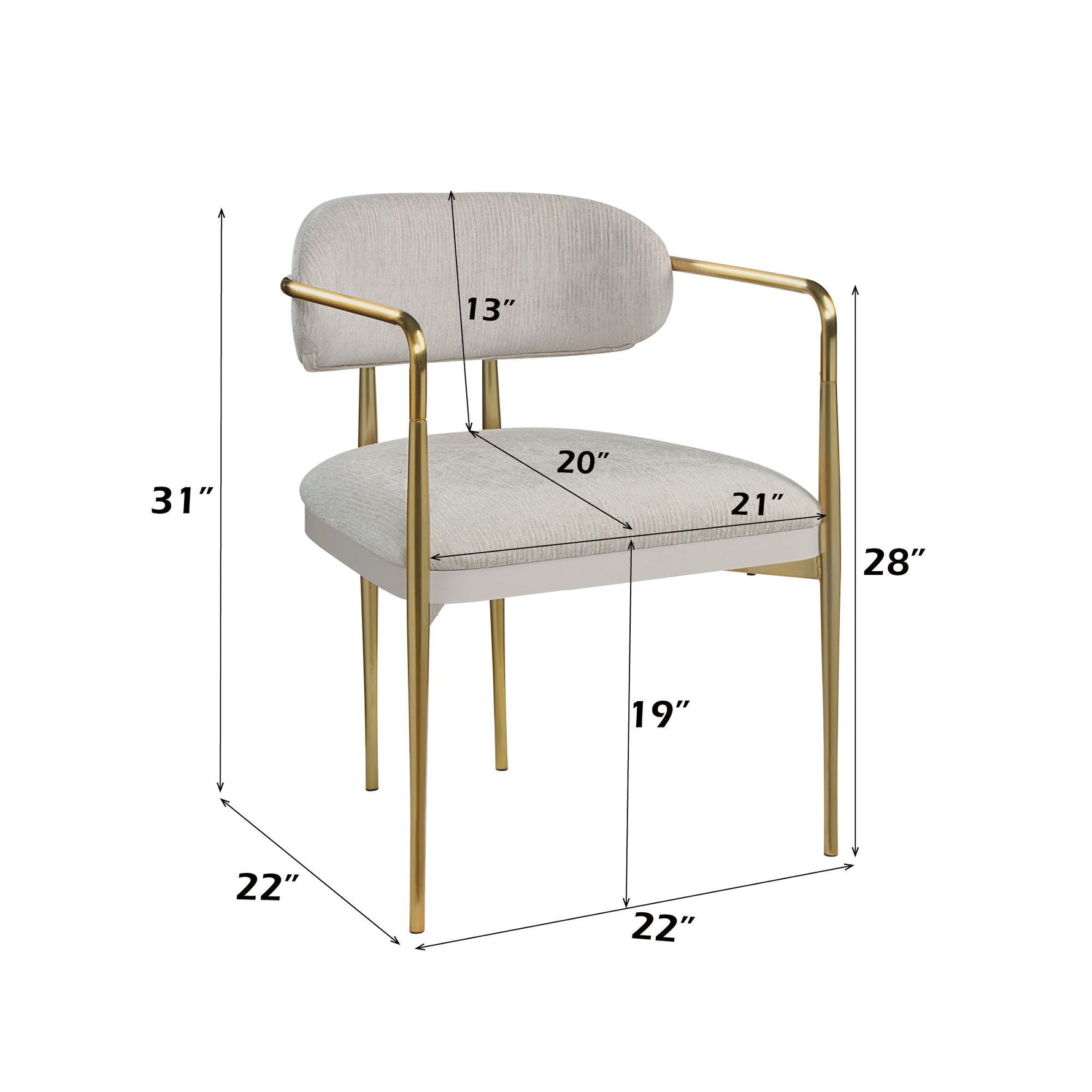 Zayn Arm Chair (Set of 2) - Beige / Gold