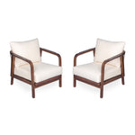Outdoor Lounge Chair With Woven Backrest and Solid Wood Frame