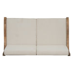 Outdoor Acacia Wood Loveseat with Cushions, Natural Finish with Beige Fabric