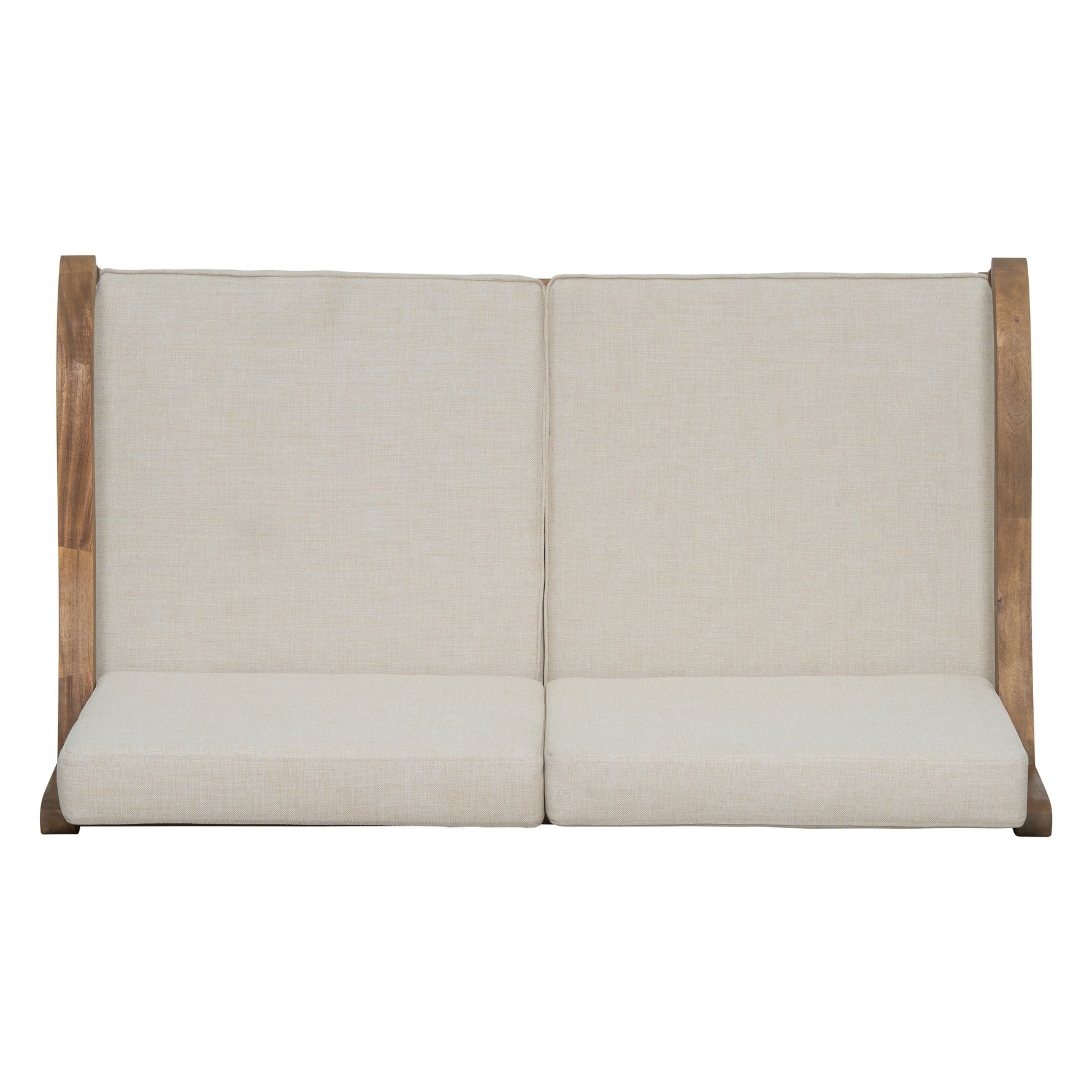 Outdoor Acacia Wood Loveseat with Cushions, Natural Finish with Beige Fabric