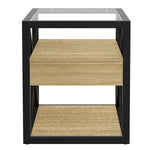 Set of 2 Modern End Tables with Drawer - Nightstands for Bedroom & Living Room