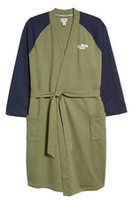 L.L.Bean 1912 Lightweight Fleece Robe in Classic Navy/Deep Olive, Size Large