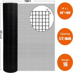 Vinyl Coated Hardware Cloth, Welded Wire Fence for Poultry & Home Improvement - Black
