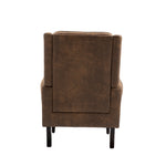 Modern Coffee Wood Frame Armchair with Microsuede Upholstery