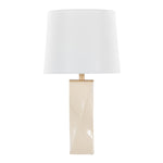 Curvo Square 27" Ceramic Table Lamp in Cream Ceramic, Gold Metal, and White Linen