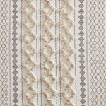 Cotton Printed Curtain Panel with Chenille Stripe and Lining Ivory 50x84
