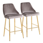 Marcel Contemporary Glam Counter Stool in Gold Metal - Set of 2