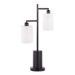 Cannes Contemporary Table Lamp in Black Metal with White Shades