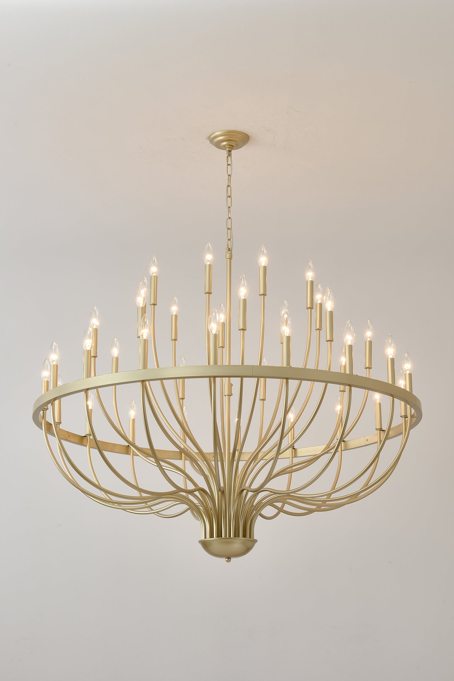 36-Light Gold Industrial Iron Candle Chandelier