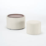 Nesting Ottomans, Round Coffee Table & Bench With Tray (Set of 2)