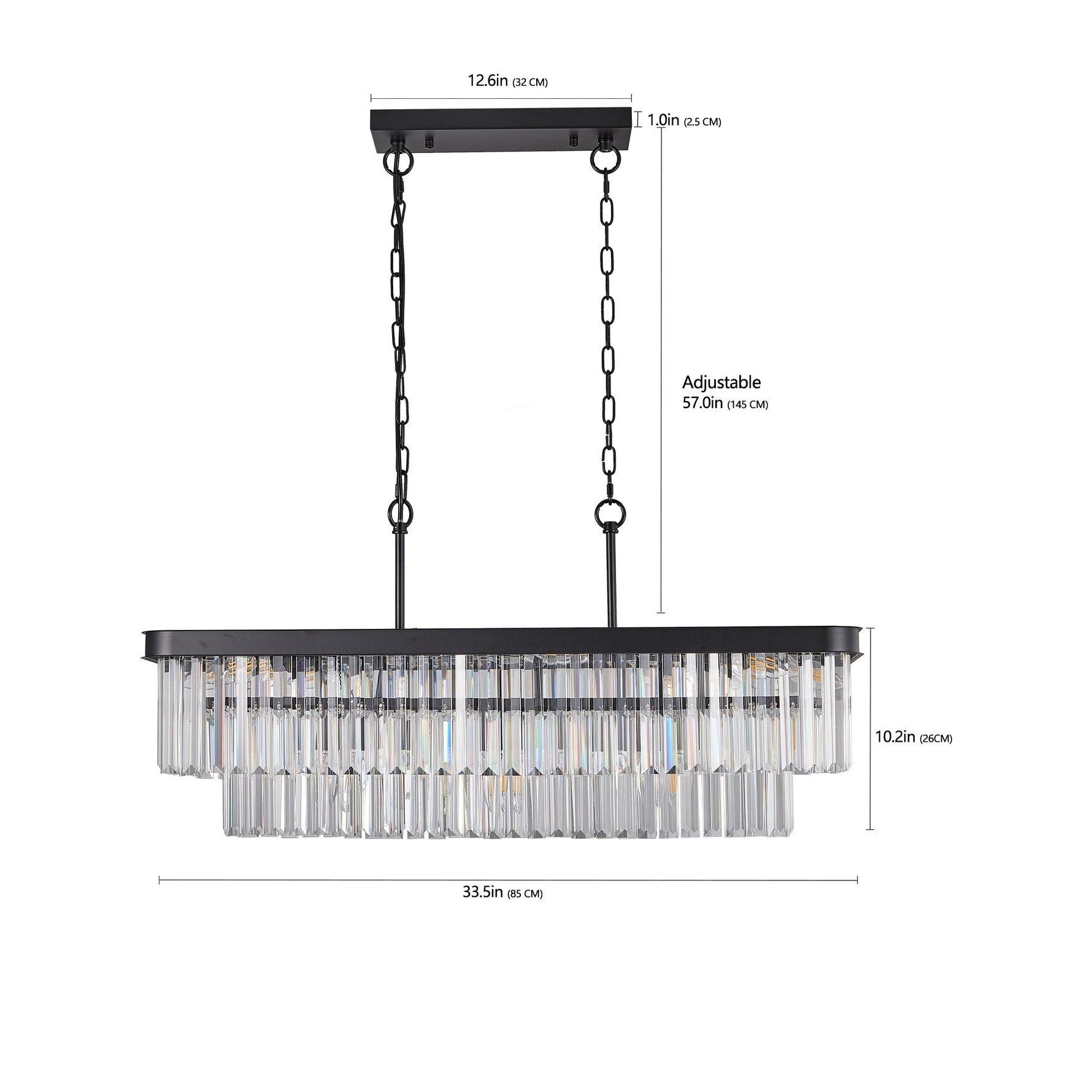Rectangular Crystal Chandelier Adjustable