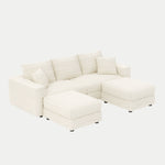 Deep Seat Convertible Sofa With Soft Pillows And Ottomans