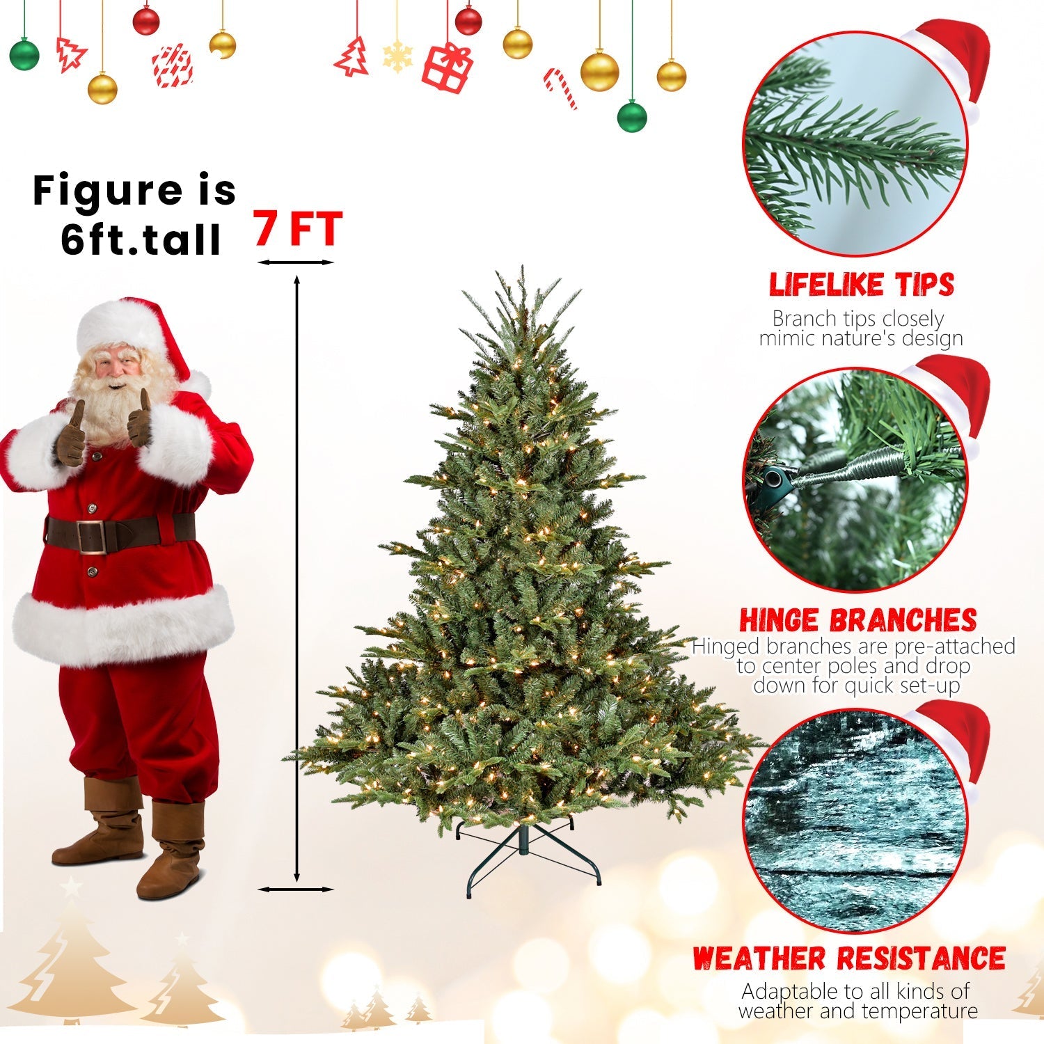 5FT The Full-Bodied Pre-Lit Evergreen Christmas Tree