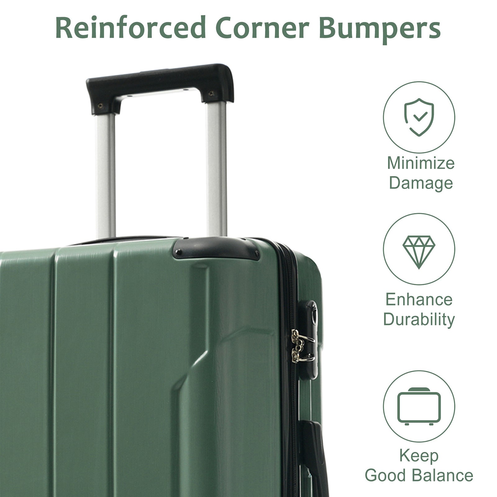 GigaTech 3-Piece Hard Shell Luggage Set (Green)