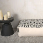 Kiki Rectangular Pouf Ottoman Floor Cushion Natural Black
