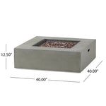 Modern 50,000 Btu Square Fire Table With Propane Tank