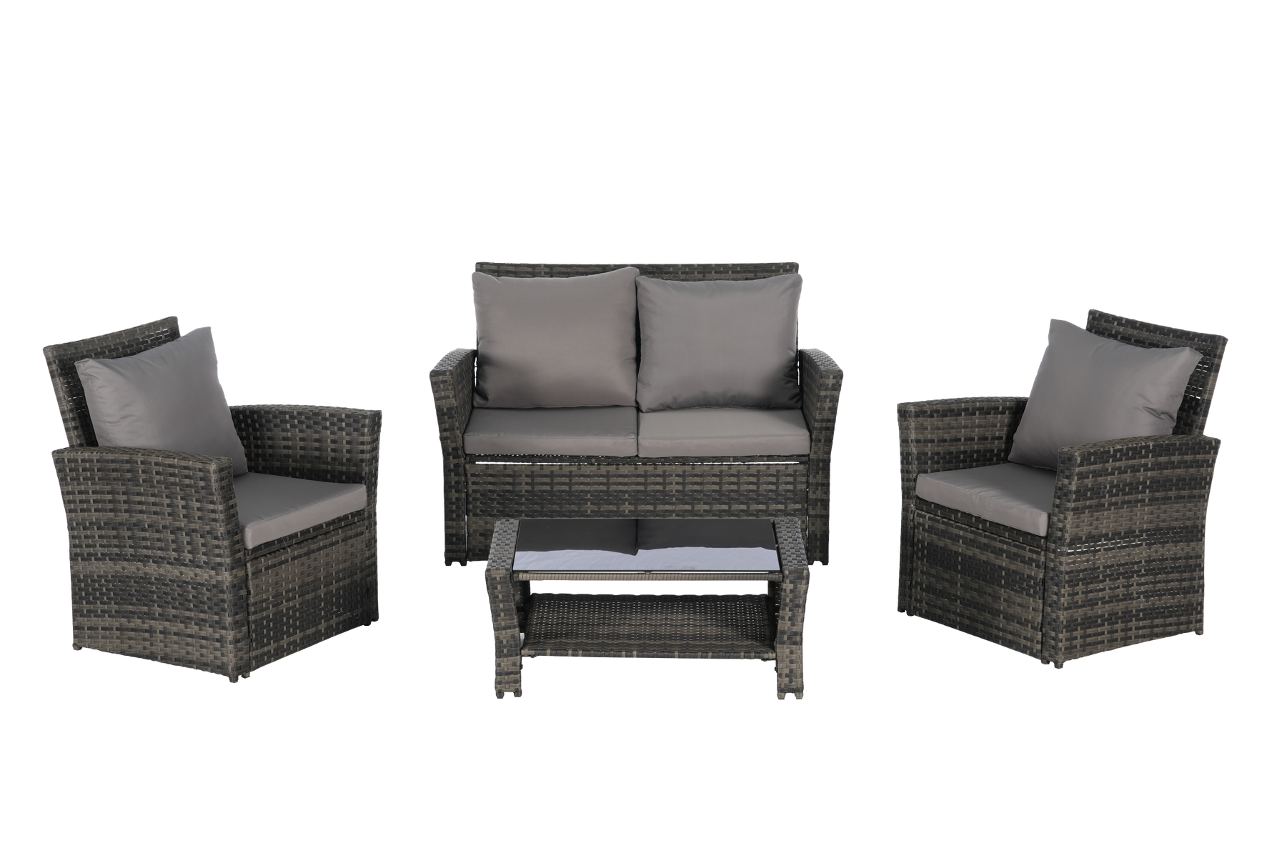 4 Pieces Outdoor Patio Furniture Sets Garden Rattan Chair Wicker Set