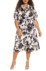 Maree Pour Toi Floral Burnout Shirtdress in Blush  Size 16W