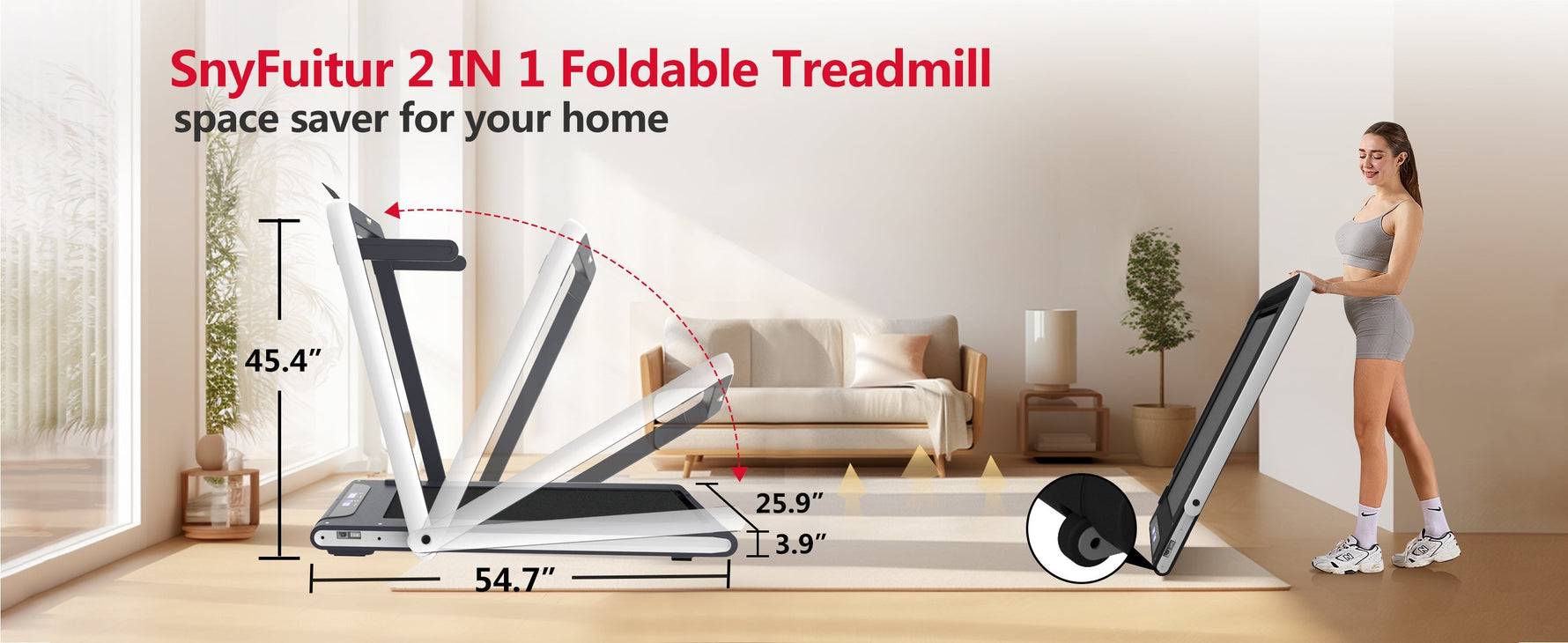 2 in 1 Under Desk Treadmill 2.5HP Folding Electric Machine