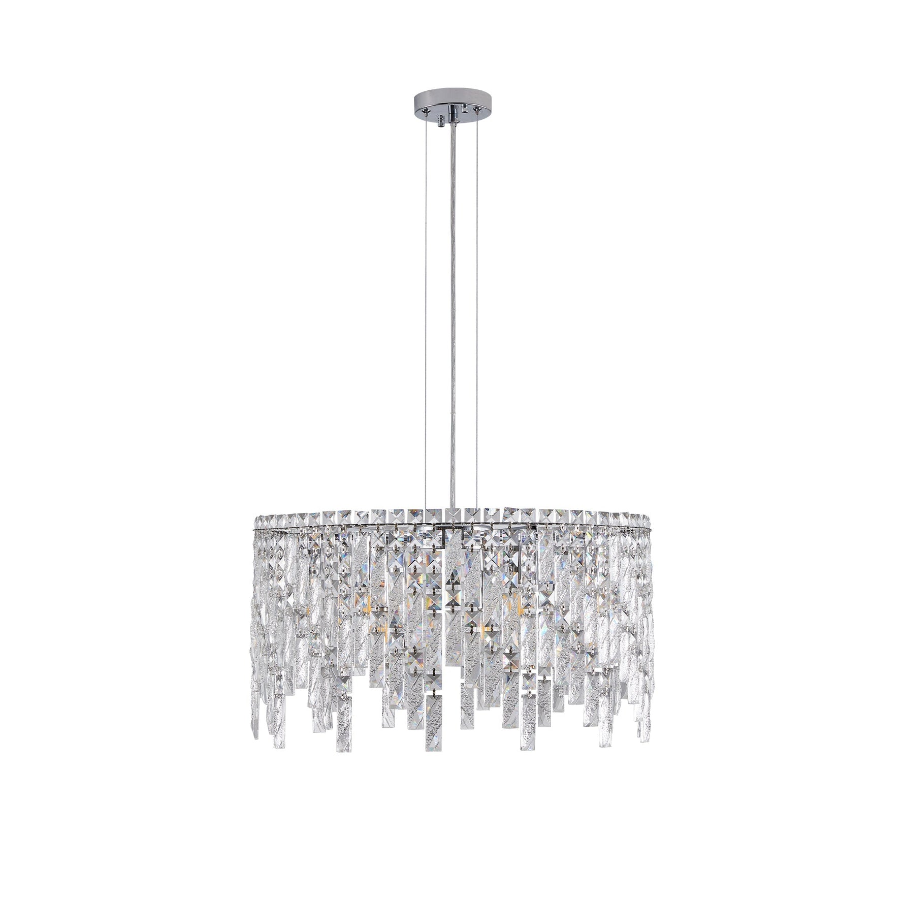 24" Luxurious Round Silver Crystal Chandelier