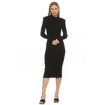 Women's Black Open Back Knit Midi Dress - XL
