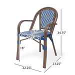 Bistro Chair With 2 Toned Checkered Pattern (Set of 2) - White / Navy