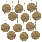 Wooden Hanging Circle With Snowflake Cut Christmas Ornaments (Set of 12)