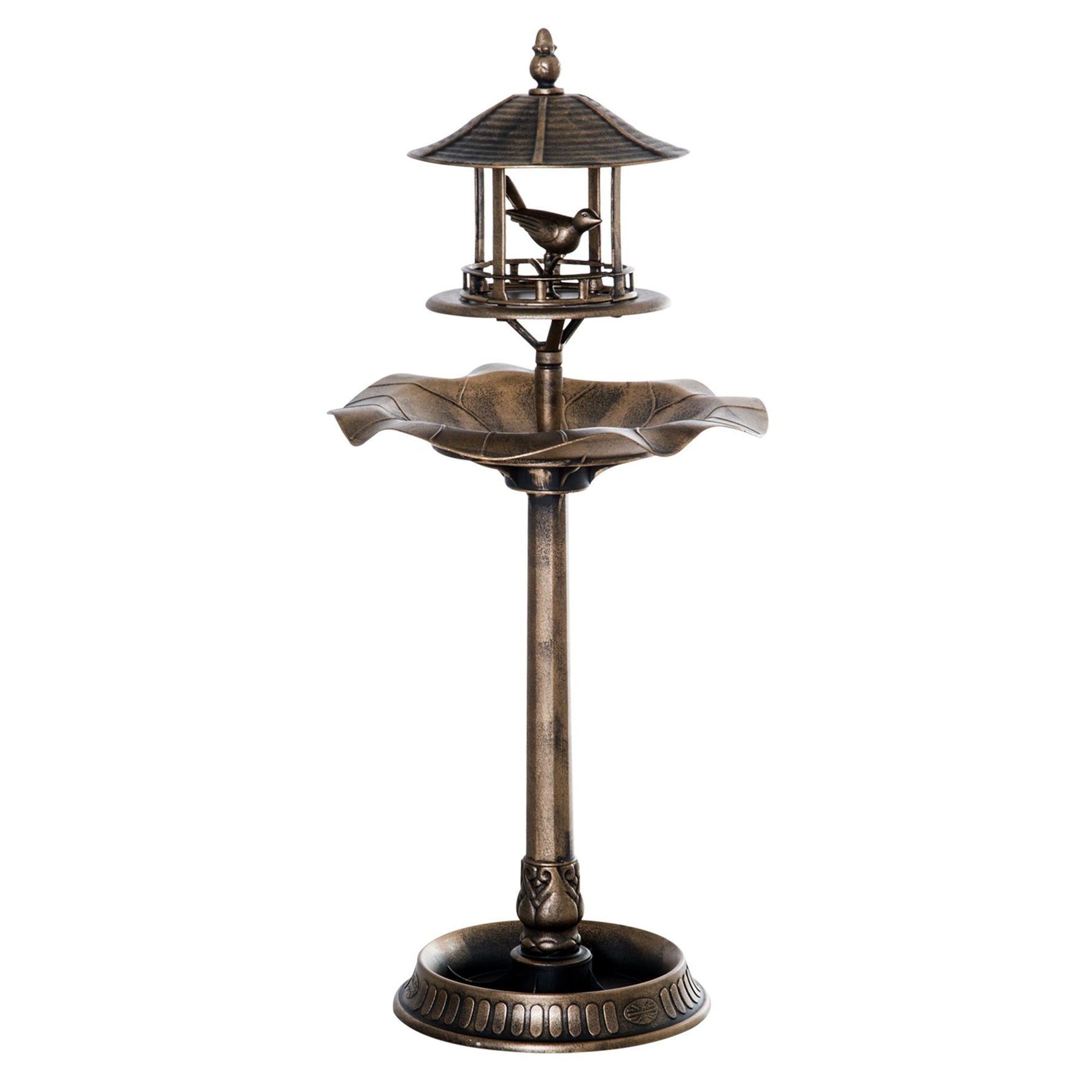 Outsunny 3-in-1 Garden Bird Bath Bowl Pedestal with Bird Feeder and Planter