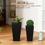 Tall Plant Pot 2-Pack Outdoor Planter Set with Drainage Holes