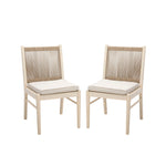 Cordoba Dining Chair Set of 2 with Acacia Wood Frame and Water Repellent Fabric