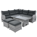 Outdoor Furniture Set Patio Rattan with Recliners and Tables