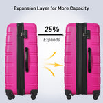 Hardshell Luggage Sets 2 Pieces + Bag Spinner Suitcase With TSA Lock Lightweight - Pink