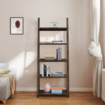 5-Tier Rubber Wood Bookshelf Ladder Storage Rack