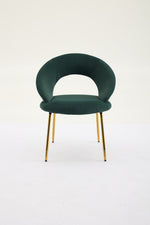 Velvet Fabric Dining Chair with Curved Backrest and Golden Metal Legs