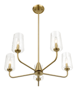 Dazzle Five Lights Chandelier With Clear Seeded Glass - Satin Brass