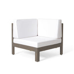OANA Outdoor Wooden Sectional Set with Cushions, White